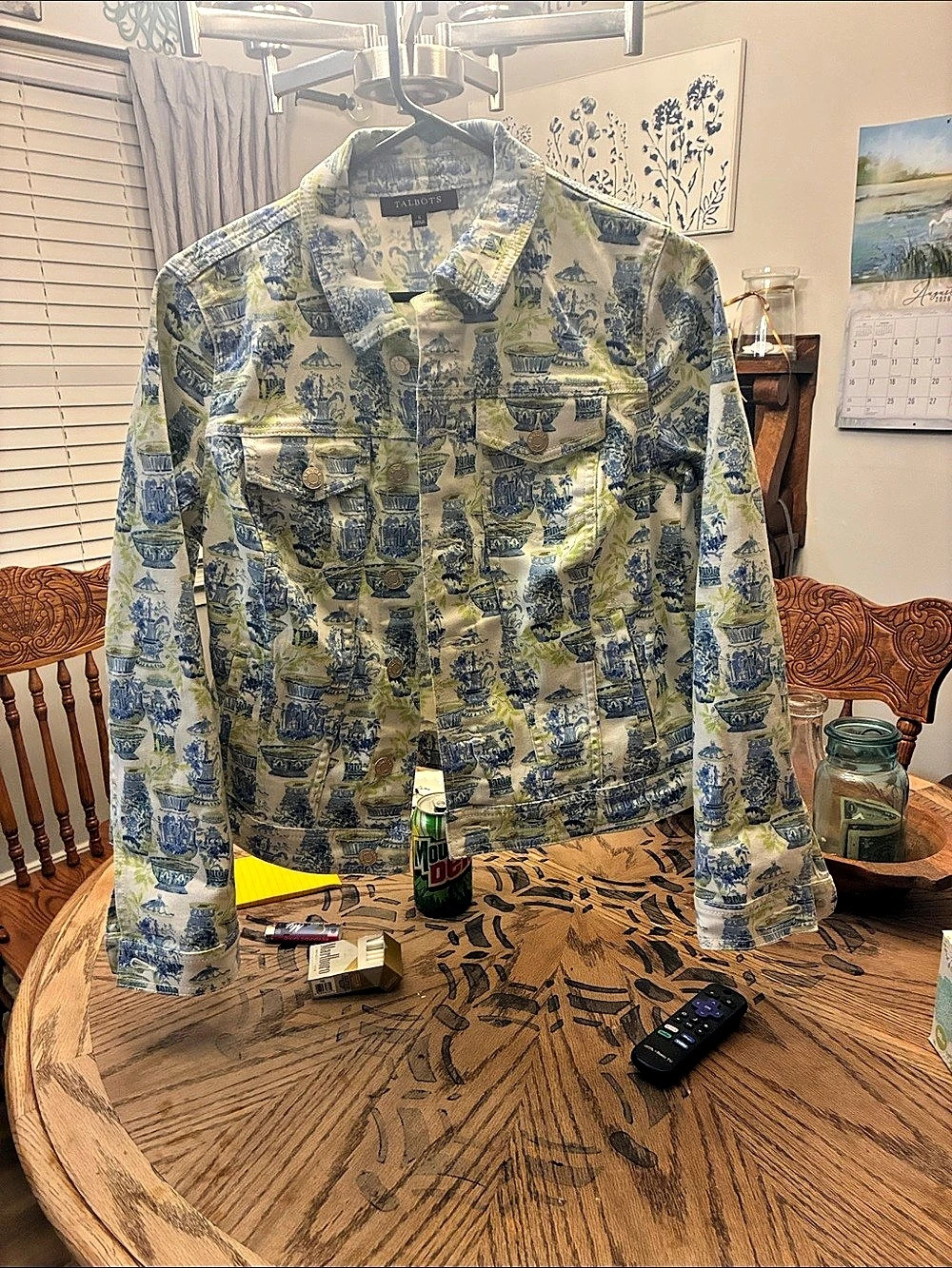 Talbots Classic Jean Jacket - Toile Print Women'Small Printed Jacket Size Small